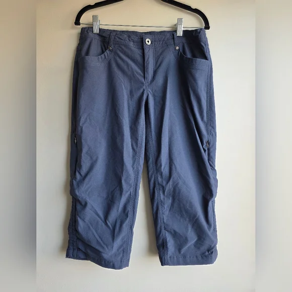 KUHL Trekr Kapri Hiking Pants Blue Ruched Side Cinch Cargo Size 8 - Picture 2 of 16